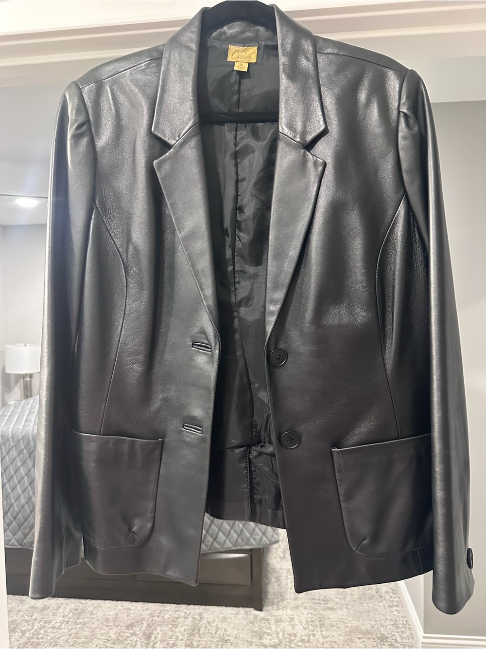 Caslon Black Leather Blazer